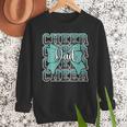 Cheer Dad Daddy Bow Sport Cheerleader Cheerleading Teal Blue Men Sweatshirt