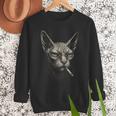 Cigarette Smoking Sphynx Cat Meme Stupid For Dad Men Sweatshirt