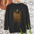 Faithful Warrior Man Of God Christian Men Knight Armor Dad Men Sweatshirt
