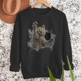 Grey Cat Torn Cloth Cat Dad Cat Mom Cat Lover Men Sweatshirt