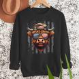 Highland Cow 4th July USA Flag Dad Father America Men Boys Men Sweatshirt