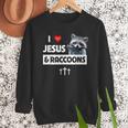 I Love Jesus And Raccoons Mom Dad Christian Love Jesus Bible Men Sweatshirt