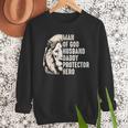 Man Of God Husband Daddy Protector Hero Lion Father's Day Men Sweatshirt