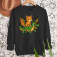 Orange Cat Dragon Riding Animal Lover Mom Dad Kids Men Sweatshirt