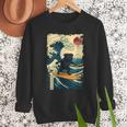 Pug Japanese Kanagawa Wave Surfing Japan Mom Dad Kids Men Sweatshirt