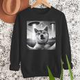 Shiba Inu Dog Dad Mom Graphic Selfie UFOs Weird Aliens Men Sweatshirt