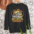 Vintage Father's Day Fishing Full Time Dad Part Time Hooker Men Sweatshirt