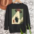 Vintage Japanese Cat Alien Cat Dad UFO Abduction Graphic Tee Men Sweatshirt