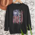 Vintage USA Flag Proud Swimming Dad Swim Swimmer Silhouette Men Sweatshirt