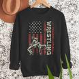 Wrestling US Flag Dad Wrestler Patriotic 4th Of July Men Sweatshirt