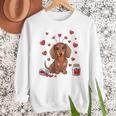 Cute Dachshund Valentine's Day Heart Love Dog Mom Dog Dad Men Sweatshirt