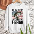 I'd Rather Be Fishing Bass Fish Dad Joke American Flag Men Sweatshirt
