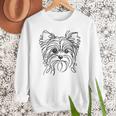 Line Art Dad Mom Dog Teecup Yorkie Men Sweatshirt