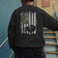 Camo USA Flag Bison Camouflage Hunting Wildlife Hunter Dad Men's Sweatshirt Back Print