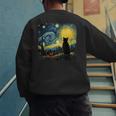 Cat Starry Night Van Gogh Cat For Cat Lover Cat Mom Cat Dad Men's Sweatshirt Back Print