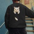 Cute Cat Pocket Cat Mom Cat Dad Cat Lover Men's Sweatshirt Back Print