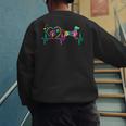 Dachshund Doxie Weenie Mom Dad Heartbeat Tie Dye Dog Men's Sweatshirt Back Print