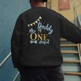 Daddy Of Mr One-Derful Party Blue-Gold Dad Boy 1st Birthday Men's Sweatshirt Back Print