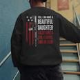 Daughter Gun Shovel Alibi Mom Dad Guns Joke -ON Back Men's Sweatshirt Back Print