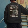 Grandpa Veteran Fathers Day Dad Veteran Camo American Flag Men's Sweatshirt Back Print