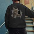 Grey Cat Torn Cloth Cat Dad Cat Mom Cat Lover Men's Sweatshirt Back Print