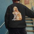 I Love Dad Patriotic Golden Retriever Canine Dog Lover Men's Sweatshirt Back Print