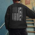 Proud Papa Fathers Day 2025 Dad America USA Flag Men's Sweatshirt Back Print