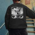 Shiba Inu Dog Dad Mom Graphic Selfie UFOs Weird Aliens Men's Sweatshirt Back Print