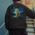 Van Gogh Starry Night Cat For Cat Lover Cat Mom And Cat Dad Men's Sweatshirt Back Print