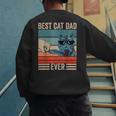Vintage Best Cat Dad Ever Bump Fist Father's Day Cat Daddy Men's Sweatshirt Back Print