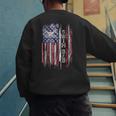 Vintage USA Flag Proud Swimming Dad Swim Swimmer Silhouette Men's Sweatshirt Back Print