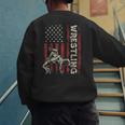 Wrestling US Flag Dad Wrestler Patriotic 4th Of July Men's Sweatshirt Back Print Wrestling US Flag Dad Wrestler Patriotic 4th Of July Men's Sweatshirt Back Print