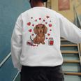 Cute Dachshund Valentine's Day Heart Love Dog Mom Dog Dad Men's Sweatshirt Back Print