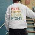 Fishing Here-Fishy Bass Fish Dad Men's Sweatshirt Back Print