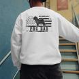 Pug Dad Distressed American Flag Patriotic Dog Men's Sweatshirt Back Print