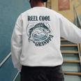 Reel Cool Grandpa Fishing Dad Father's Day Fisherman Men's Sweatshirt Back Print