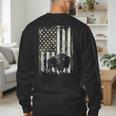 Camo USA Flag Bison Camouflage Hunting Wildlife Hunter Dad Men's Sweatshirt Back Print