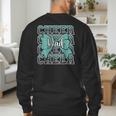 Cheer Dad Daddy Bow Sport Cheerleader Cheerleading Teal Blue Men's Sweatshirt Back Print