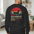 Dachshund Long Haired Best Dad Ever Dog Vintage Retro Men's Sweatshirt Back Print