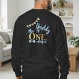 Daddy Of Mr One-Derful Party Blue-Gold Dad Boy 1st Birthday Men's Sweatshirt Back Print