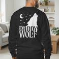 Daddy Wolf Matching Family Tribe Wolves Moon Men's Sweatshirt Back Print