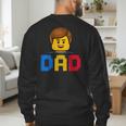 Family Dad Master Builder Building Bricks Blocks Fathers Day Men's Sweatshirt Back Print
