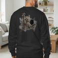 Grey Cat Torn Cloth Cat Dad Cat Mom Cat Lover Men's Sweatshirt Back Print