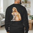 I Love Dad Patriotic Golden Retriever Canine Dog Lover Men's Sweatshirt Back Print