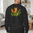 Orange Cat Dragon Riding Animal Lover Mom Dad Kids Men's Sweatshirt Back Print Orange Cat Dragon Riding Animal Lover Mom Dad Kids Men's Sweatshirt Back Print