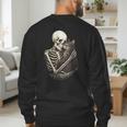 Skeleton Hugging Cat Halloween Cat Lover Cat Mom Dad Men's Sweatshirt Back Print