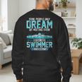Swimming Parent Swimmer Mom Dad My Favorite Swim Meet Men's Sweatshirt Back Print