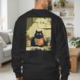 Vintage Japanese Cat Book Lovers Librarian Cat Dad Teacher Men's Sweatshirt Back Print