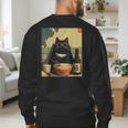 Vintage Japanese Cat Ramen Cat Dad Retro Graphic Women Men's Sweatshirt Back Print Vintage Japanese Cat Ramen Cat Dad Retro Graphic Women Men's Sweatshirt Back Print