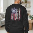 Vintage USA Flag Proud Swimming Dad Swim Swimmer Silhouette Men's Sweatshirt Back Print